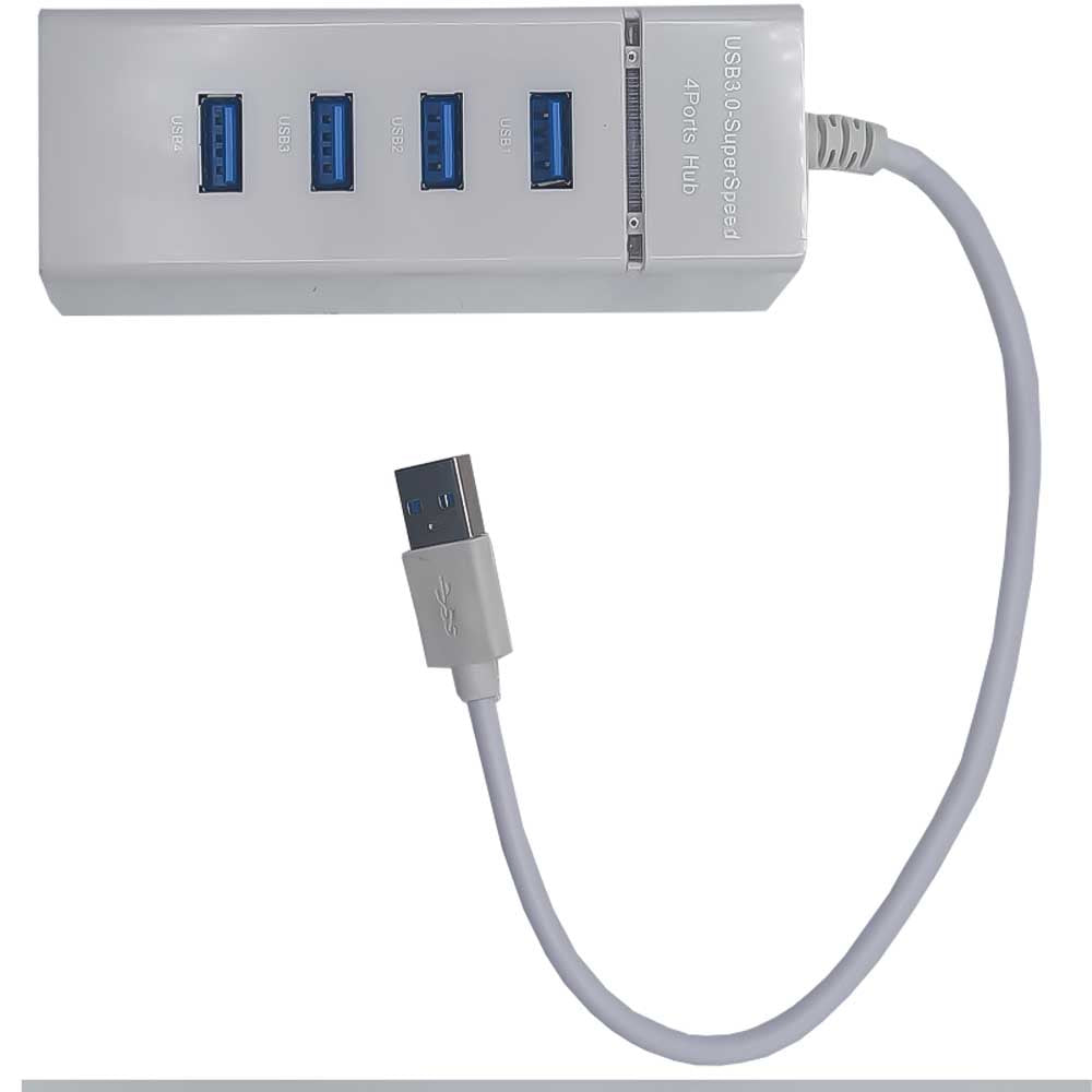 HUB USB 3.0 4 Portas Super Speed 5GBps Slim com Indicador LED Branco - PEI-H303