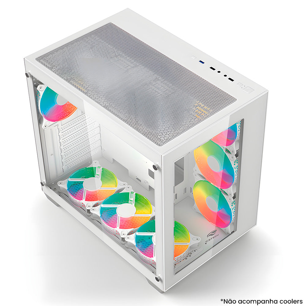 Gabinete Gamer C3Tech Gaming Aquarius MT-G910WH, Mid Tower, Lateral Em Vidro Temperado, Sem Fonte - Branco