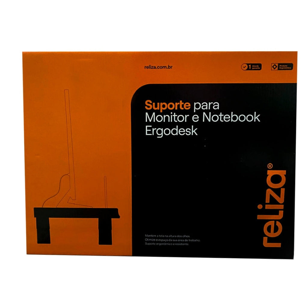 Suporte Para Monitor e Notebook, Ergonômico, Ajustável, Reliza Ergodesk, Conforto e Estabilidade - Preto
