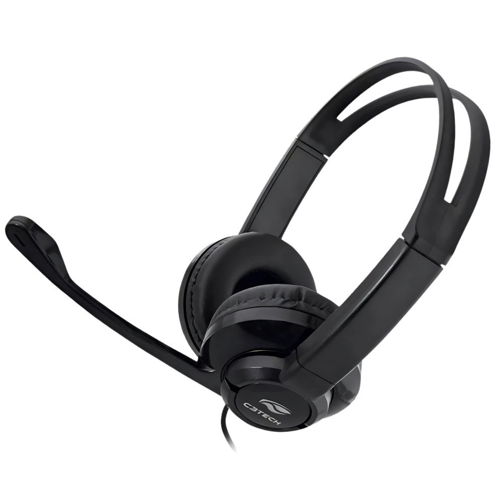 Headset PH-120BK C3Tech Conector 2x P2 3.5mm Circumaural, Microfone Omnidirecional, Estéreo, Integrado Ajustável - Preto