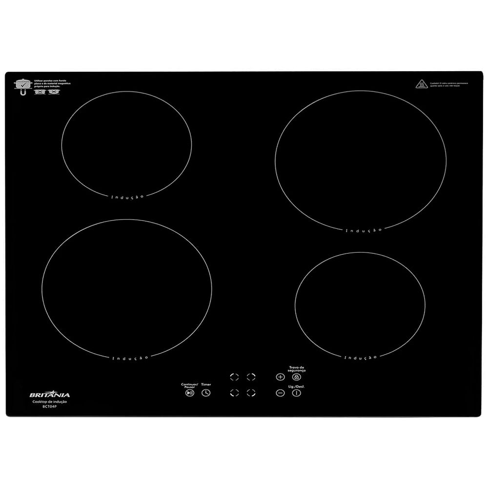 Cooktop Fogão Por Indução Britânia 4 Bocas Preto BCT04P