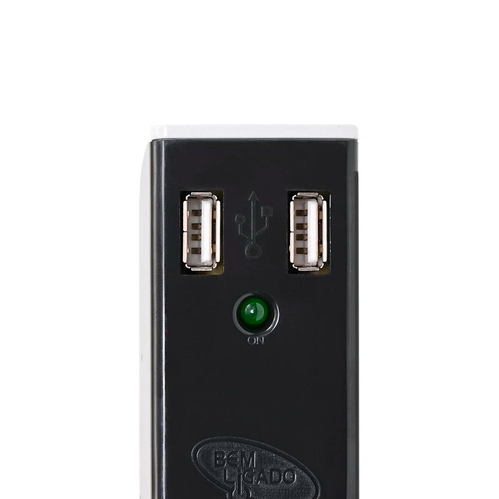 Carregador USB 2.1A, Com Filtro Bem Ligado, 2 Tomada, FL-USB21GBK, Coletek, Preto