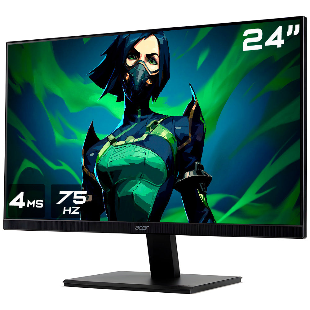 Monitor Gamer Acer 23.8" LED Full HD, 75Hz, 4ms, HDMI e VGA, Adaptive-Sync, VESA, Ajuste de Inclinação - V247Y