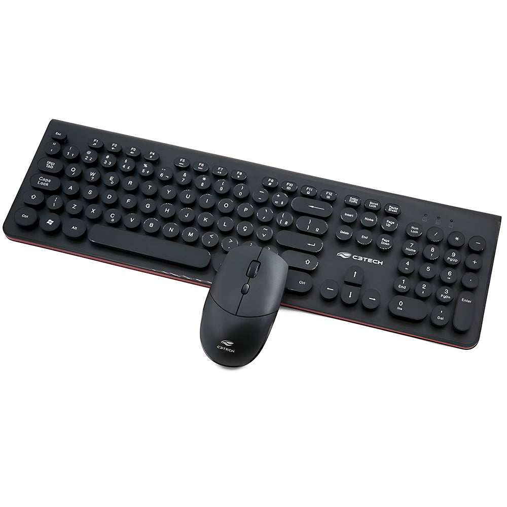 Kit Teclado e Mouse C3Tech K-W80BK, Wireless, ABNT2 Multimídia, 1600DPI, 4 Botões - Preto