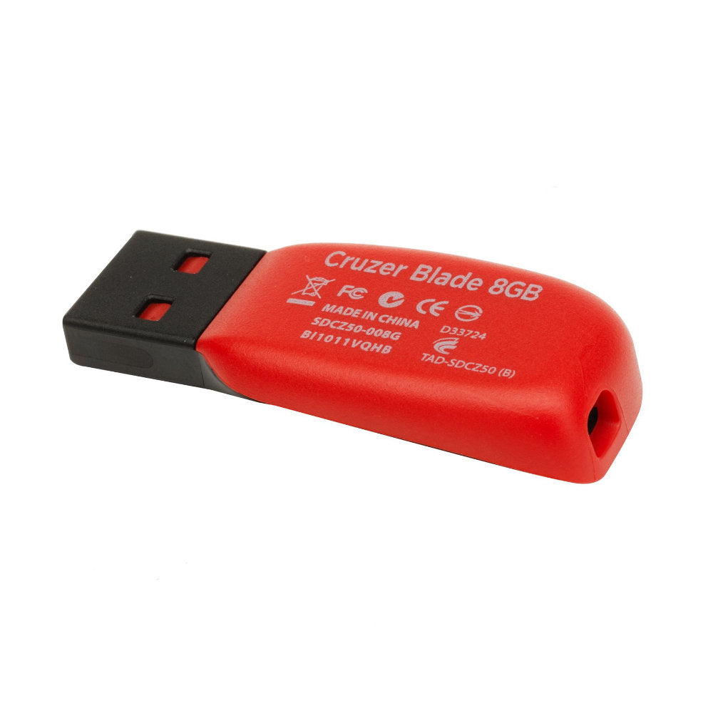 Pen Drive 8GB SanDisk Cruzer Blade SDCZ50 USB 2.0 - Preto/Vermelho