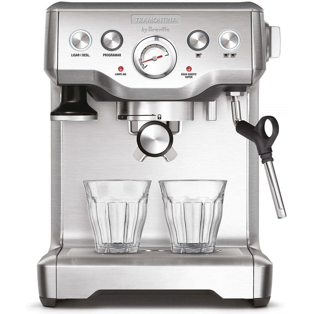 Cafeteira Espresso Tramontina by Breville Express Inox 1,8L 220V PID 15 Bar Reservatório Removível Bico Vapor