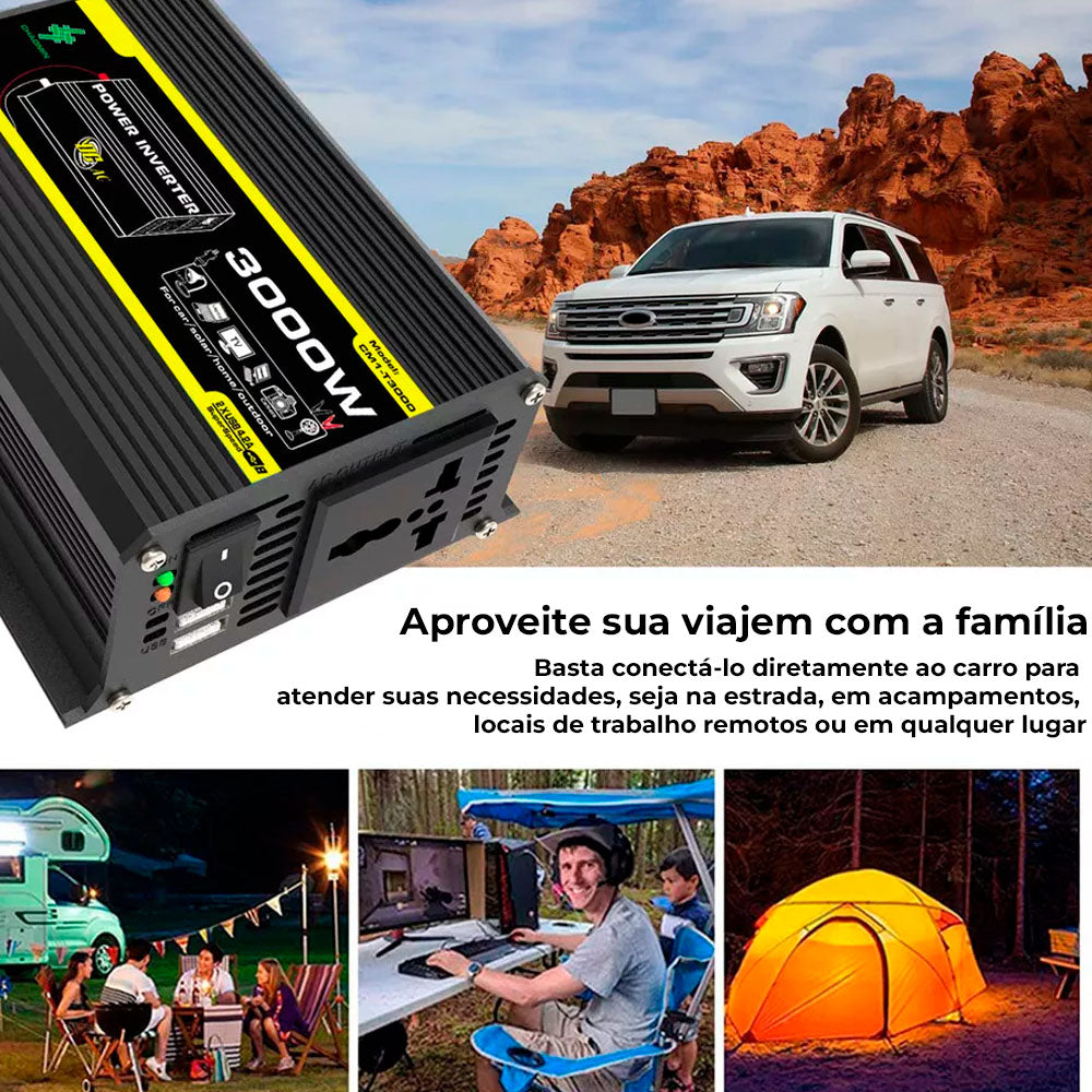 Conversor Inversor De Energia 3000W, DC 12V Para AC 220V, Preto - CM1-T3000
