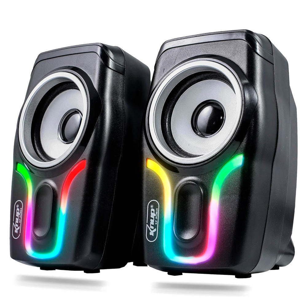 Caixa de Som Multimídia, LED RGB, Com 2 Canais, Para PC, Notebook, Amplificação 6W RMS, Knup, KP-RO804, Preta