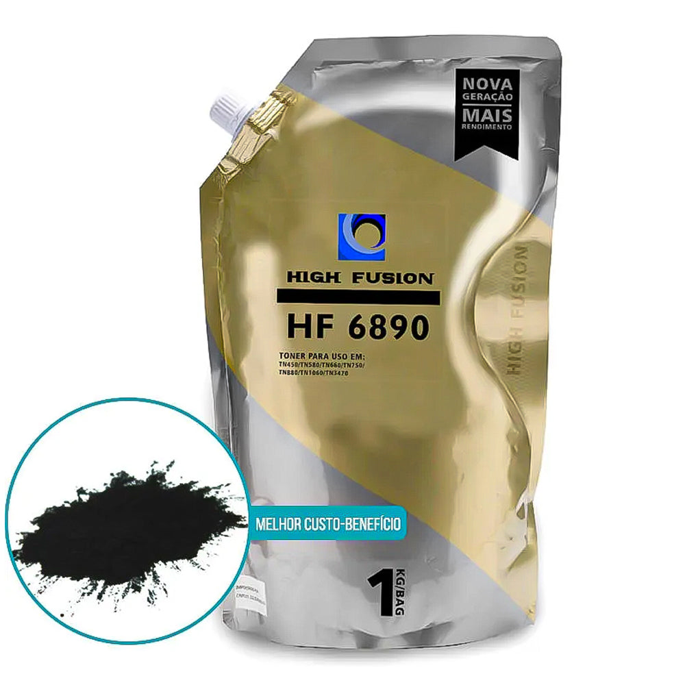 Refil Pó Para Recarga de Toner Compatível Com Brother, High Fusion HF-6890, 1 Kg Universal