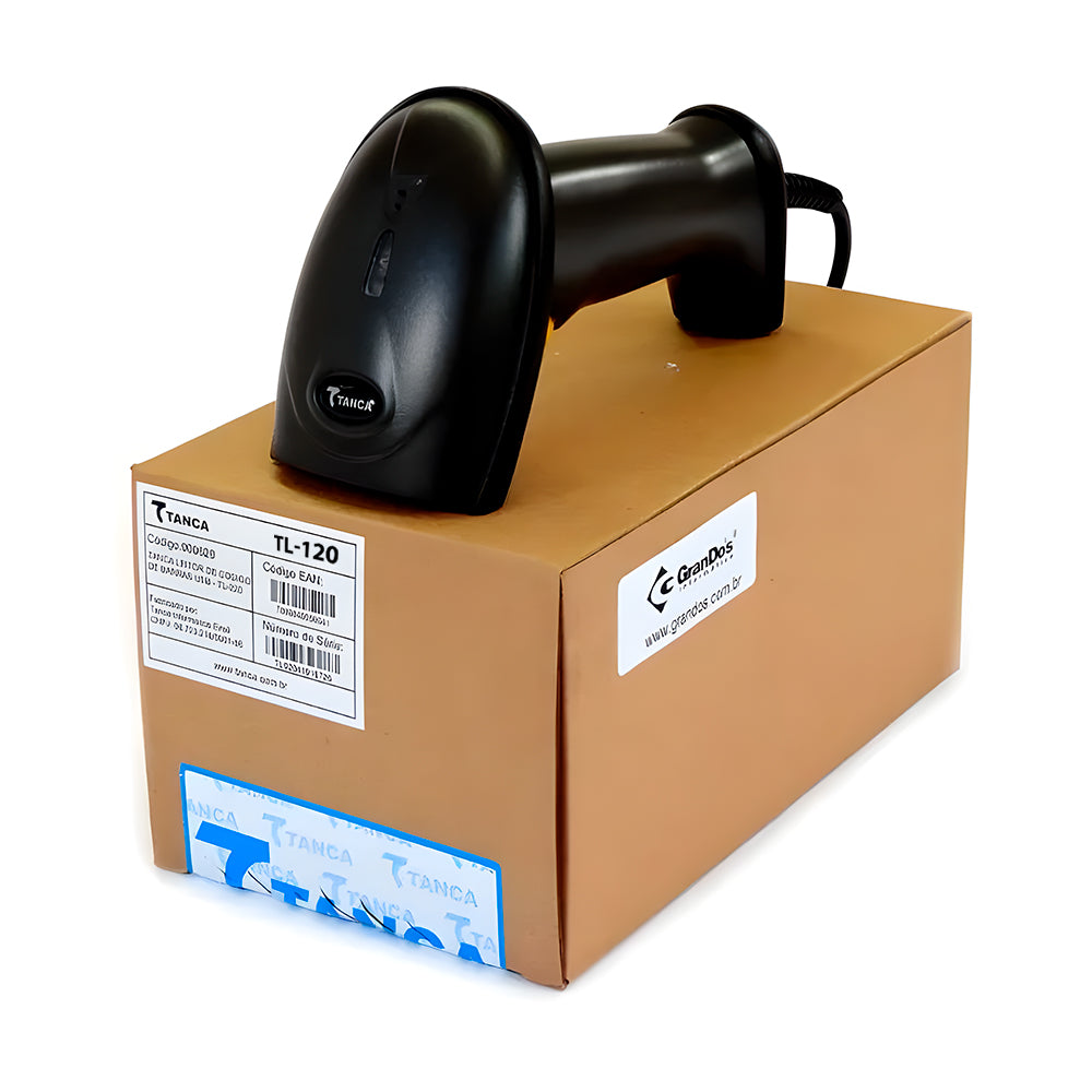 Leitor de Código de Barras USB Tanca TL-120, Sensor CCD 625nm, Leitura 1D, Velocidade de 300 Scans/seg, Cabo 2m