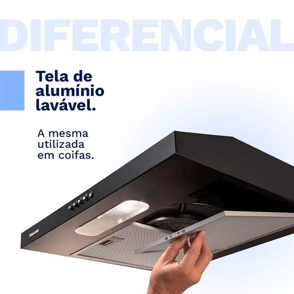 Depurador De Ar Slim Suggar 60cm Preto Dps162pt - 220 Volts