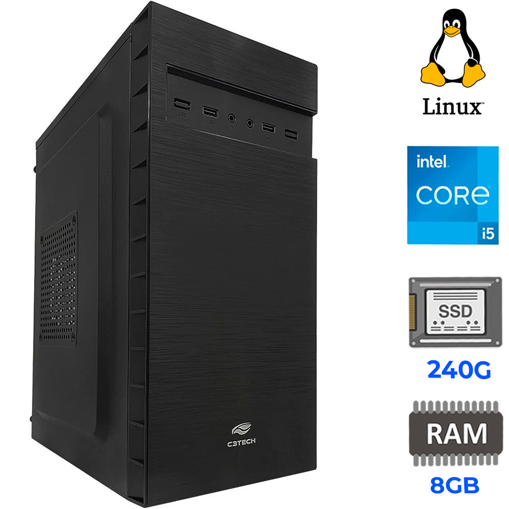 Computador Core i5 2320, SSD 240GB, Memória Ram 4GB, Gab MT-32BK, Linux