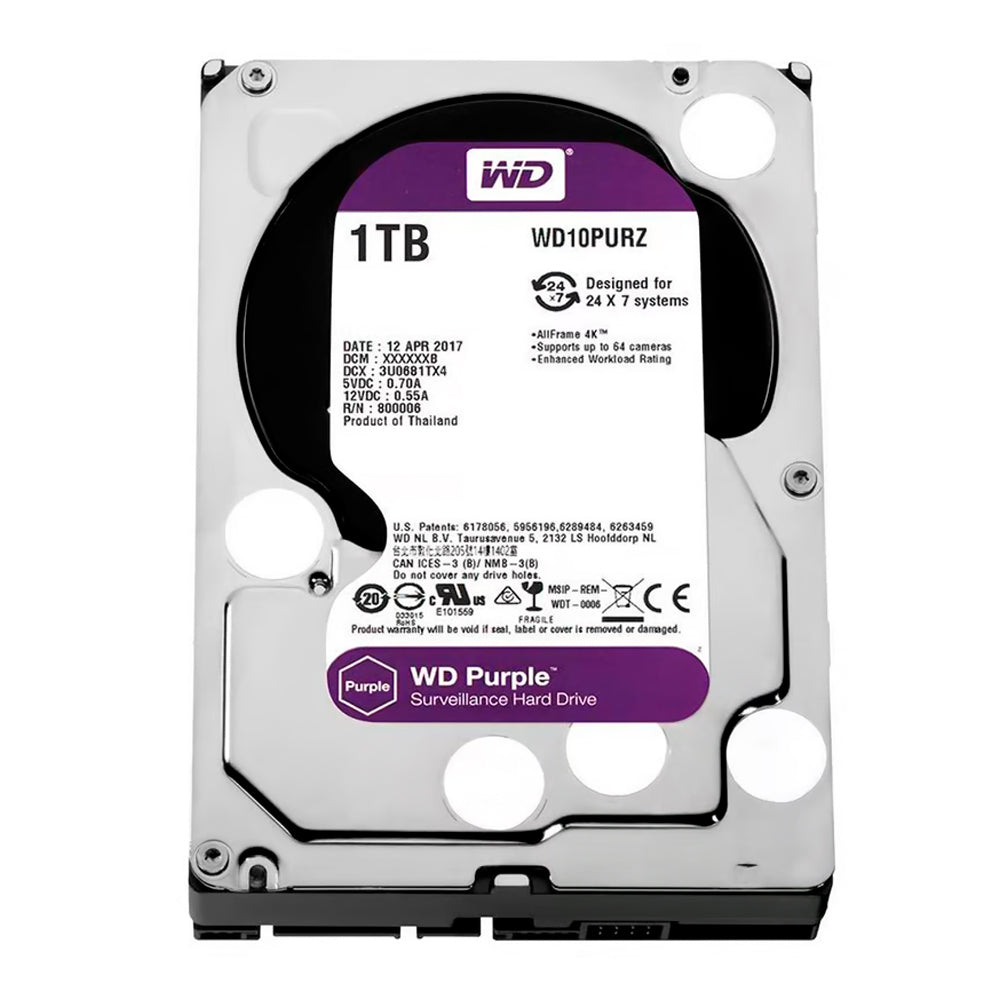 HD interno WD 1TB Purple, 5400 RPM, 3.5', SATA - WD11PURZ, Para Dvr e Desktop