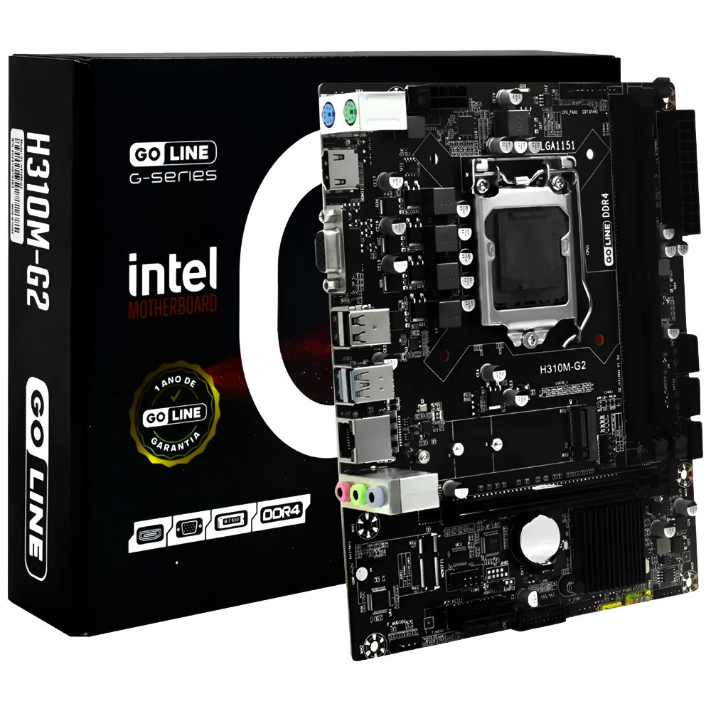 Placa Mãe GoLine GL-H310M-G2 LGA 1151 Micro-ATX DDR4 M.2 HDMI VGA USB 3.0 Ethernet Gigabit LAN 8ª/9ª Geração