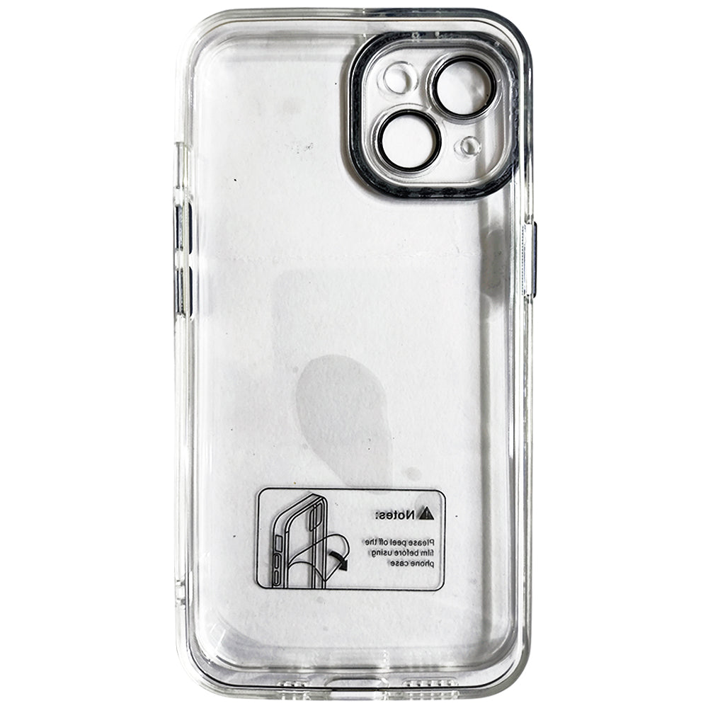 Capa Para iPhone 13, Transparente, Acabamento em Acrílico, Proteção da Câmera, Detalhes em Preto, BGM