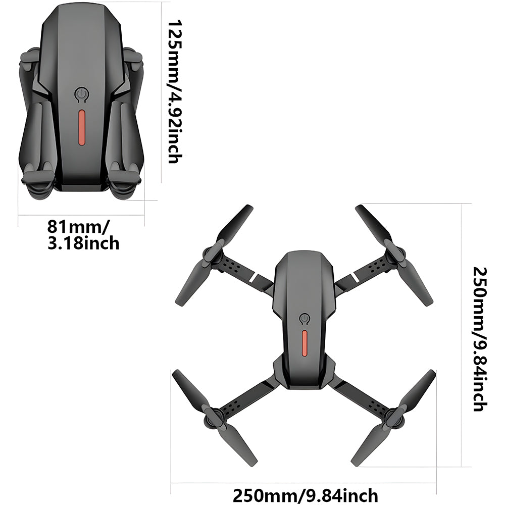 Drone E88 - Pro, Com Câmera 4K, Quadricóptero, FPV, Wi-Fi, UHD, Dobrável - Preto