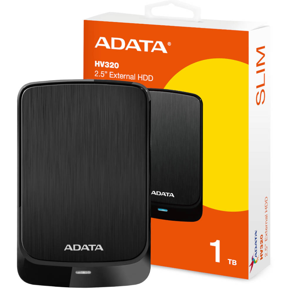 HD Externo Portátil ADATA HV320 1TB, USB 3.2, Gen1, 5400RPM 2.5" 125mm x 80mm x 11.5mm, Preto