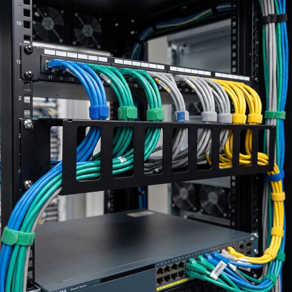 Organizador de Cabos Horizontal 1U 80mm para Rack 19"  - MAX ELETRON