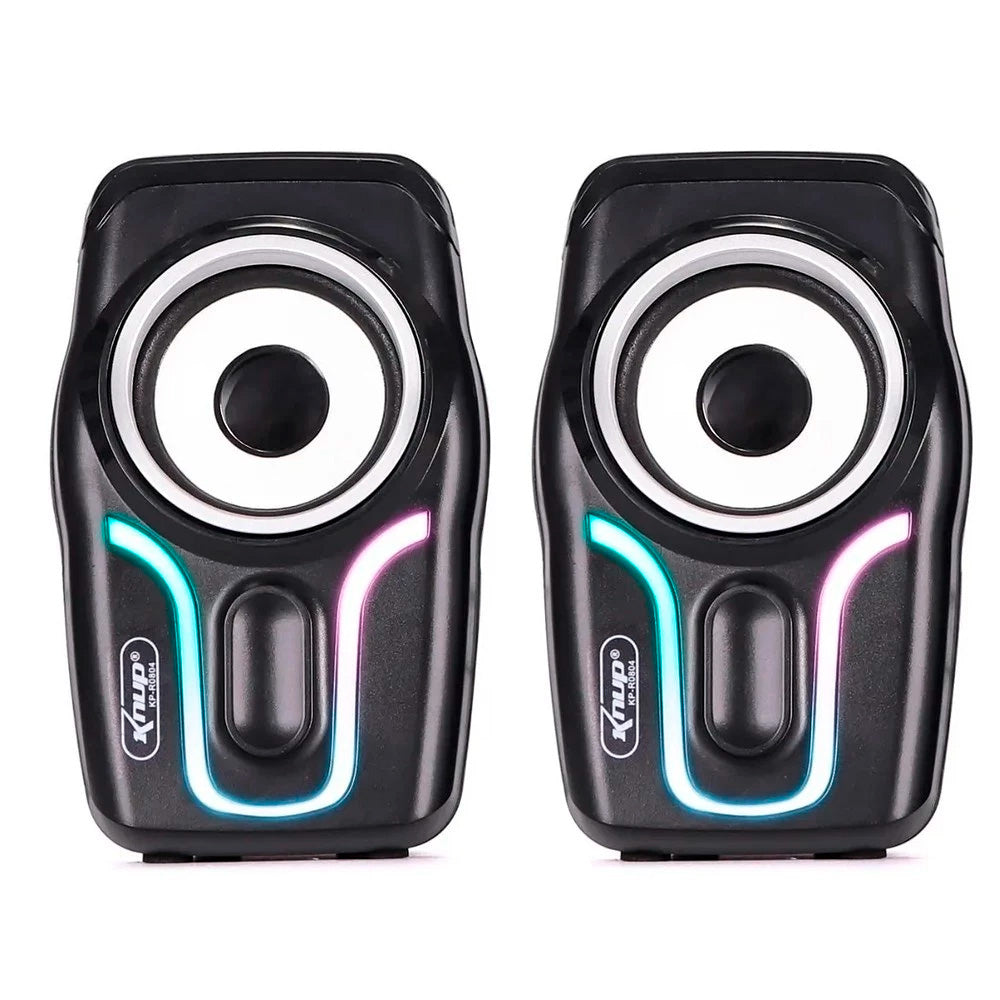 Caixa de Som Multimídia, LED RGB, Com 2 Canais, Para PC, Notebook, Amplificação 6W RMS, Knup, KP-RO804, Preta