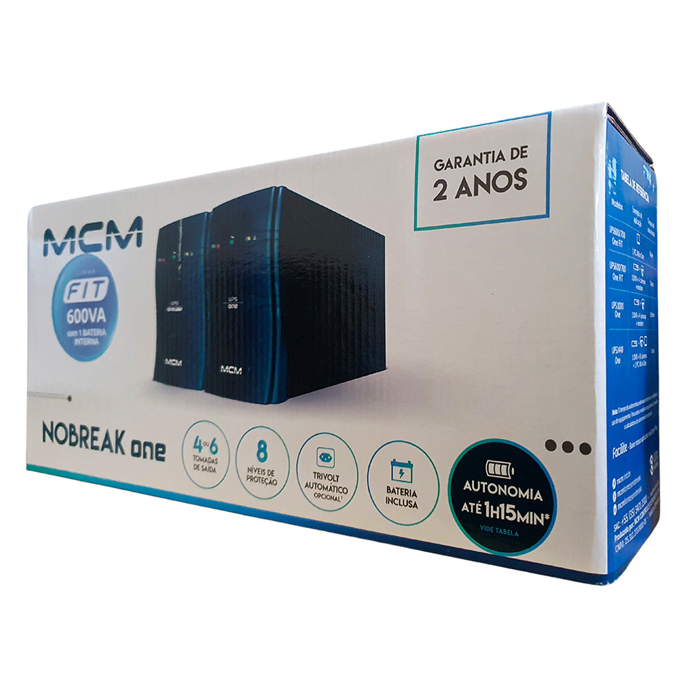 Nobreak UPS 600VA One FIT 3.1, MCM, Entrada Trivolt/115V, 127V e 220V, Com 4 Tomadas de Saída 115V