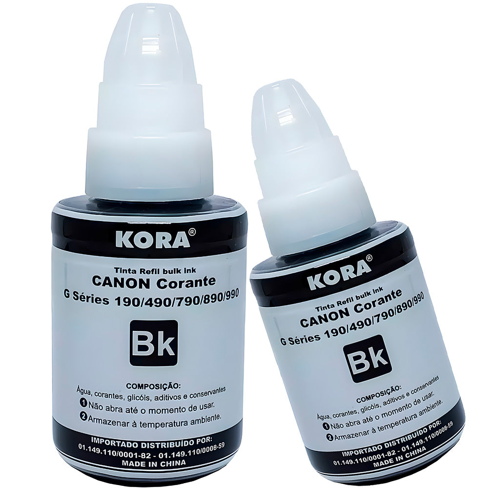 Refil Tinta Bulk Compatível Canon G 190,490,790,890,990 Bk, Preto 135 ML Kora - MasterPrint