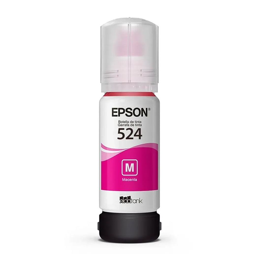 Refil de Tinta Epson 524 Magenta M 70ML T524120 Original Pigmentada Rendimento 6.000 Páginas L15150/ T524220/ T524320