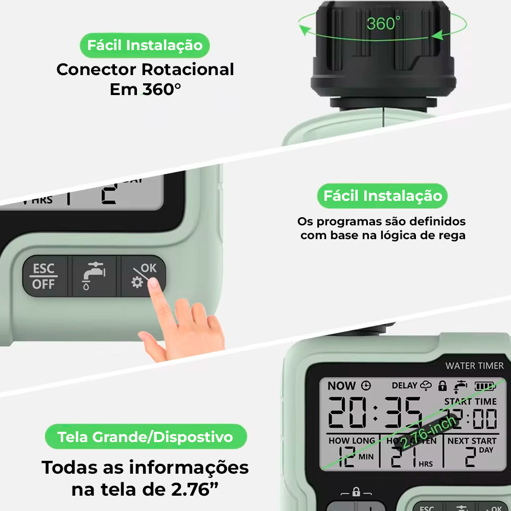 Temporizador de Irrigação Progamável, Automático, Para Hortas e Jardins - HCT-322-BS