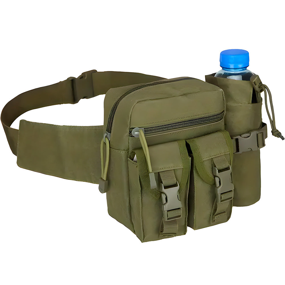 Bolsa de Cintura, Masculina, Pochete Militar, Para Viagens, Com Suporte Para Garrafa De Água, Nylon, Verde