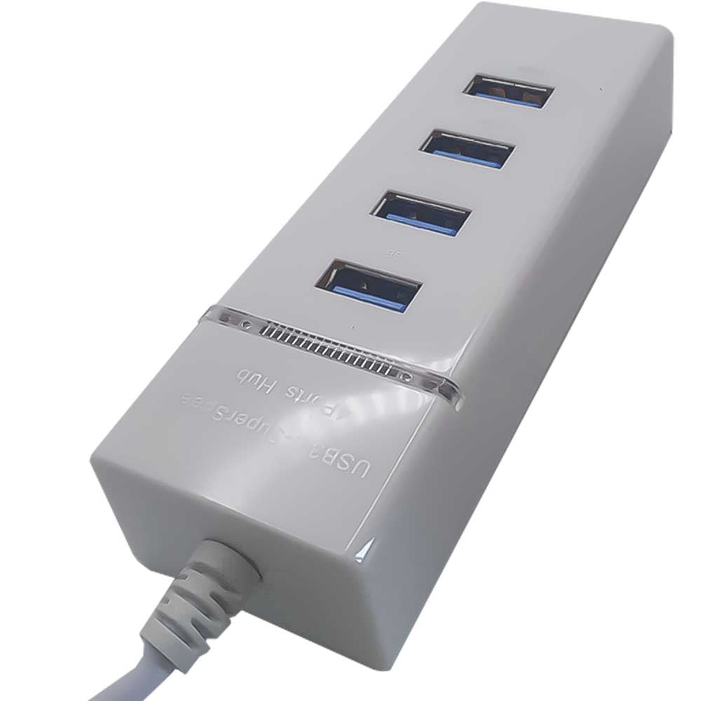 HUB USB 3.0 4 Portas Super Speed 5GBps Slim com Indicador LED Branco - PEI-H303