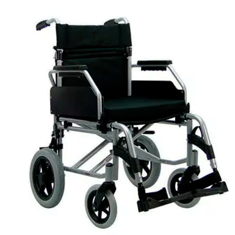 Cadeira De Rodas Manual Dobrável em Aluminio Com Encosto Rebatível, Barcelona Praxis Tamanho 40 Cor Preto Prata
