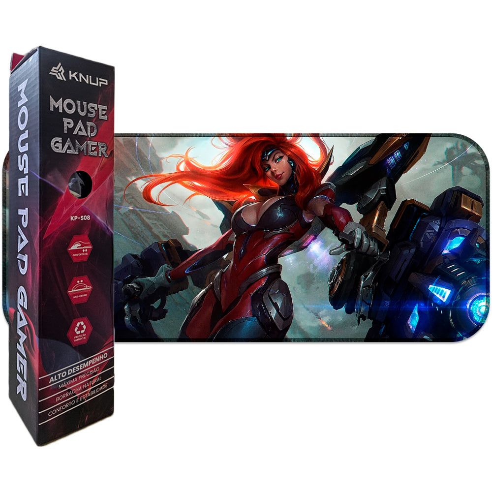 Mouse Pad Gamer Grande KNUP, 800x300mm, Superficíe Antiderrapante e Bordas Costuradas - KP-S08