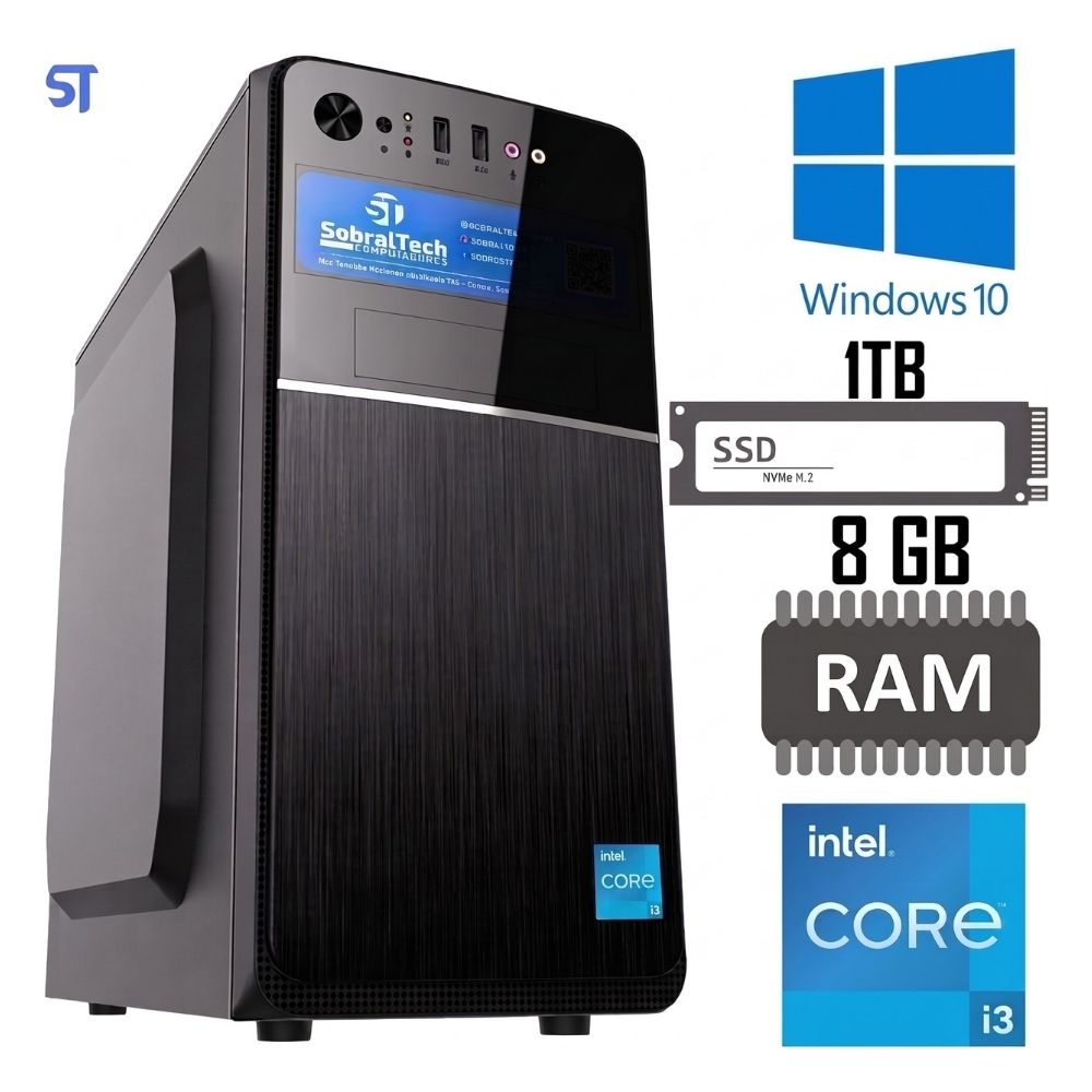Computador Core I3-10105 3.7GHz, Memoria DDR4 8GB 2666MHz, SSD Walram 240GB - Windows 10