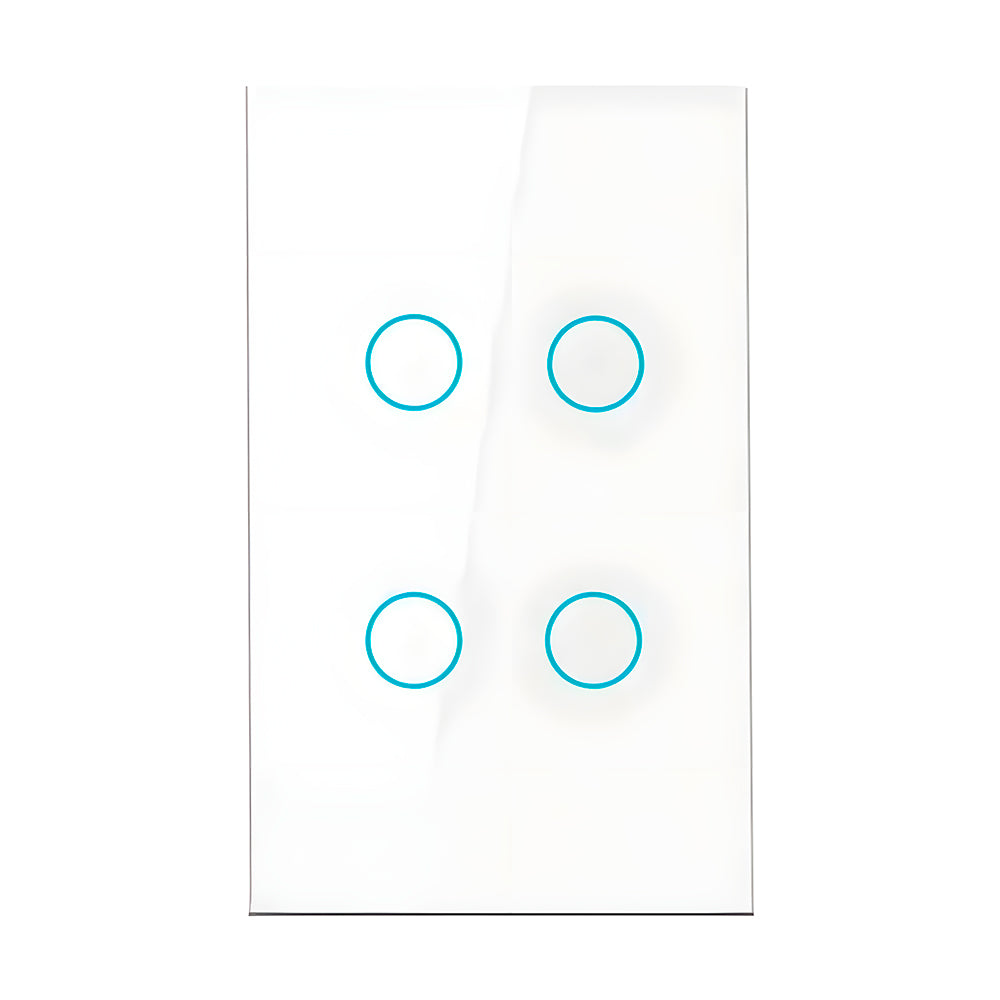 Interruptor De Parede Inteligente Com 4 Botões Touch, Compatível Com Alexa e Google Assistant, Tuya - Branco