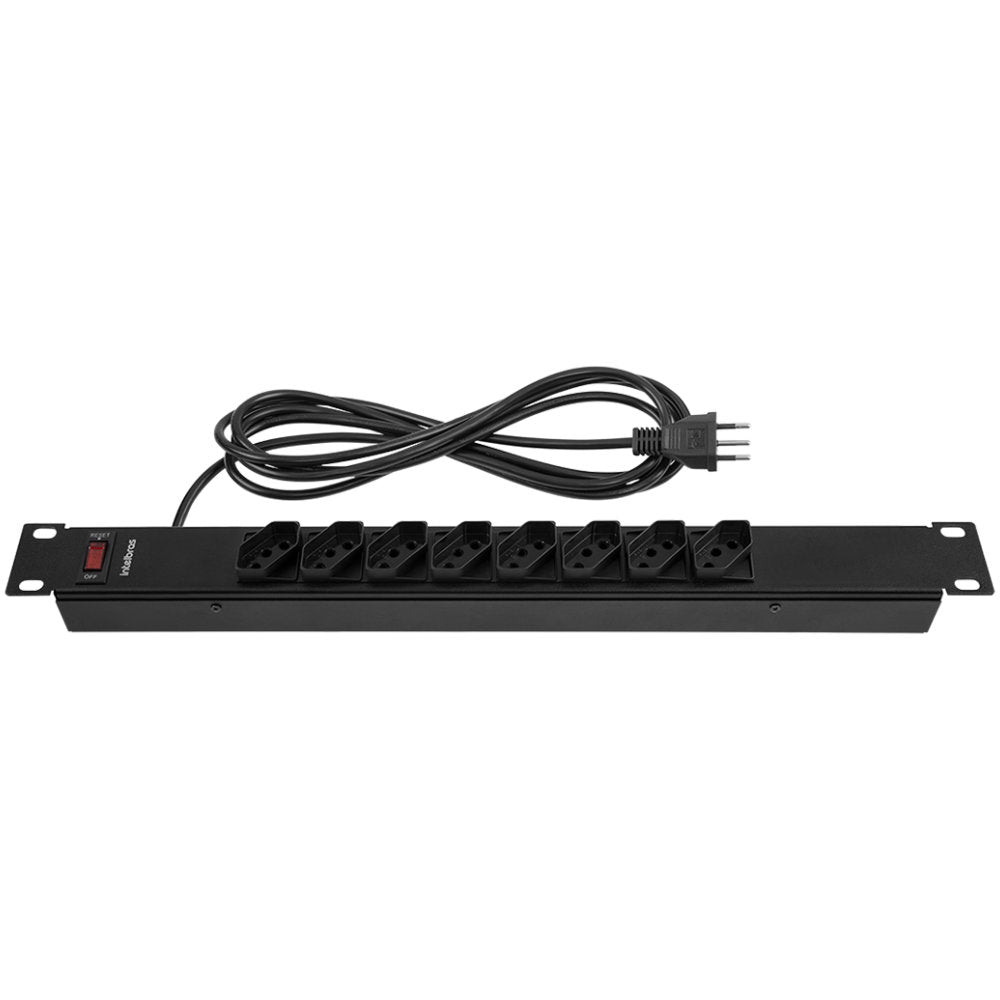 Protetor Eletrônico Intelbras EPR 208+, 8 Tomadas, Rack 19" 1U, Bivolt, 10A, 3m Cabo, Preto