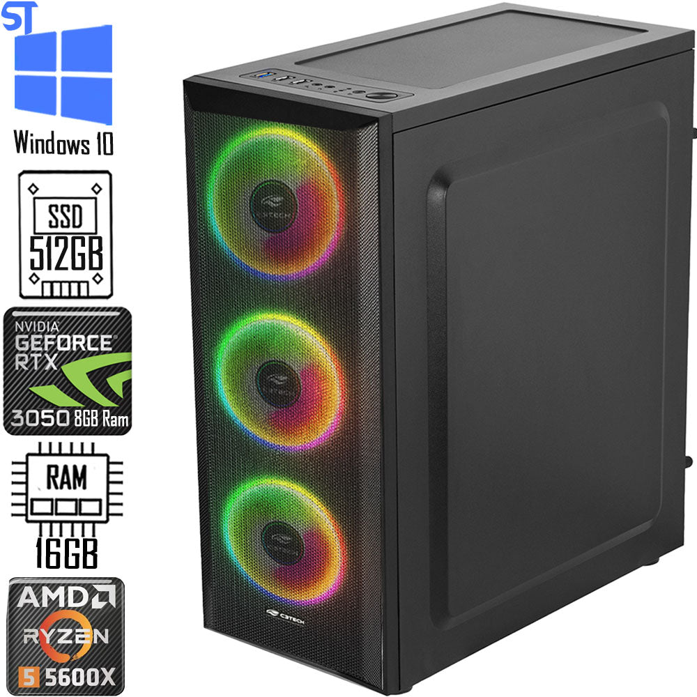 Computador Gamer Ryzer 5 5600X- 16GB Ram -Placa Video RTX 3050 8GB-SSD 512GB - Windows 10