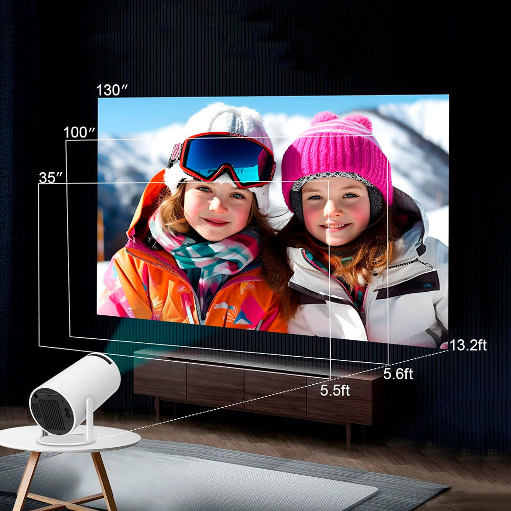 Mini Projetor Portatil, WiFi 6, Bluetooth 5.2, Android 11, 2.500 Lumens, LED 4K FHD, HY300 Pro - Branco