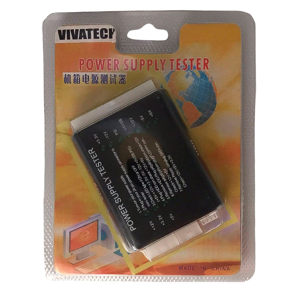 Testador De Fonte de Alimentação ATX 20/24 Pinos Com Indicadores LED - Preto