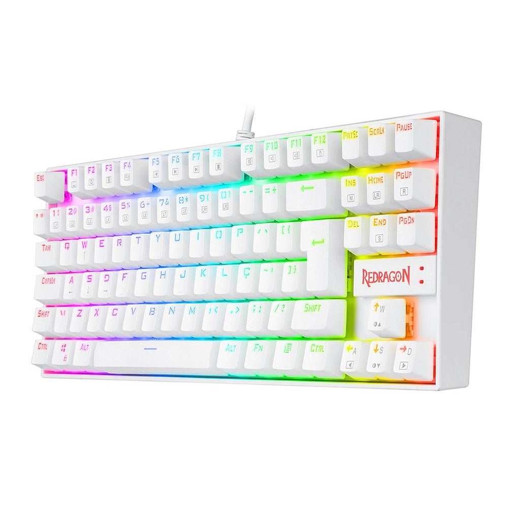 Teclado Mecânico Gamer Redragon Kumara, RGB, Switch Outemu Red, ABNT2, Branco - K552W-RGB (PT-RED