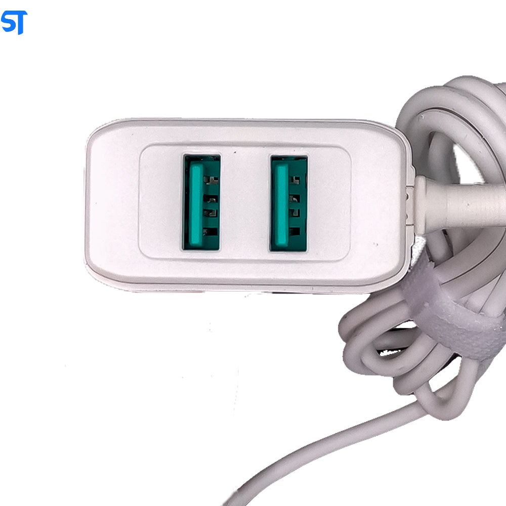 Carregador Rápido V8 Com Duas Portas USB 4.8A de Alta Potência Inova Branco - KV-G5190S