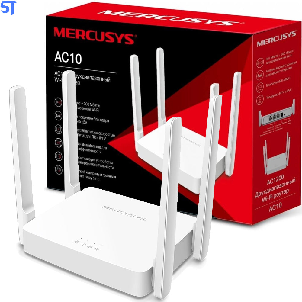 Roteador Mercusys Wireless Dual Band AC1200 AC10 Com 4 Antenas
