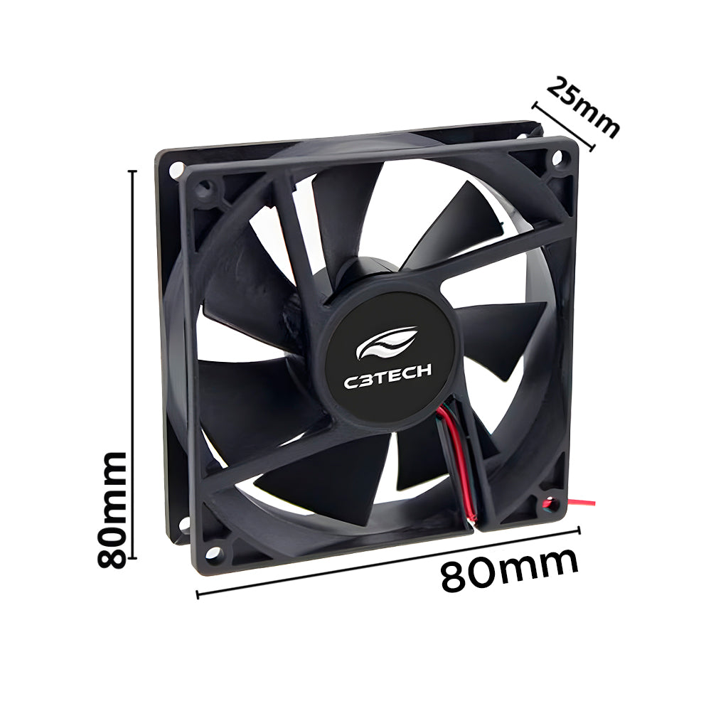 Cooler Fan C3Tech Storm, 80mm, 4 Pinos Molex, 2.200 RPM, F7-PW10BK, Preto, S/Caixa