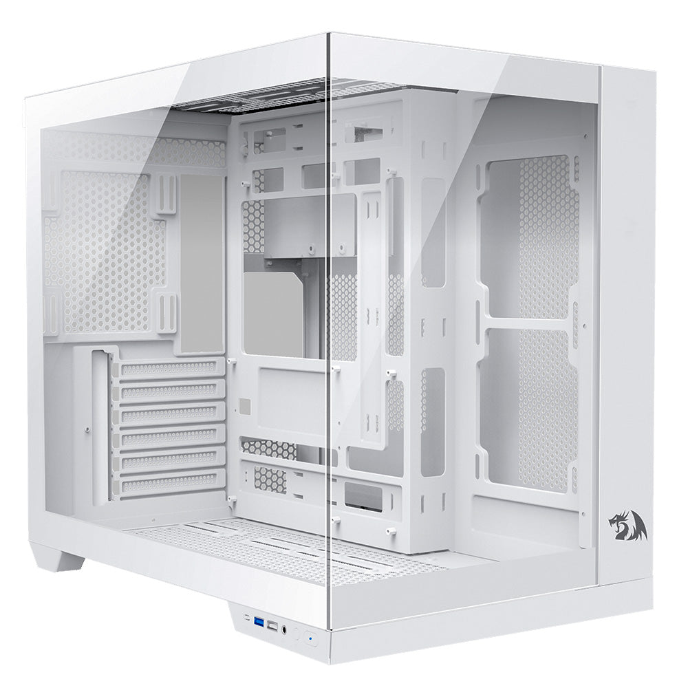 Gabinete Gamer Redragon Wideload Pro Mid Tower Lateral de Vidro Branco - CA-604W-PRO