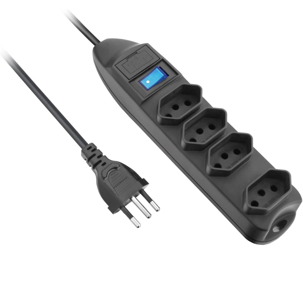 Protetor de Linha Elgin 4 Entradas 10A 2P + T, 110V/220V, Cabo 1,5 Metro, Preto (46RFL3040000)