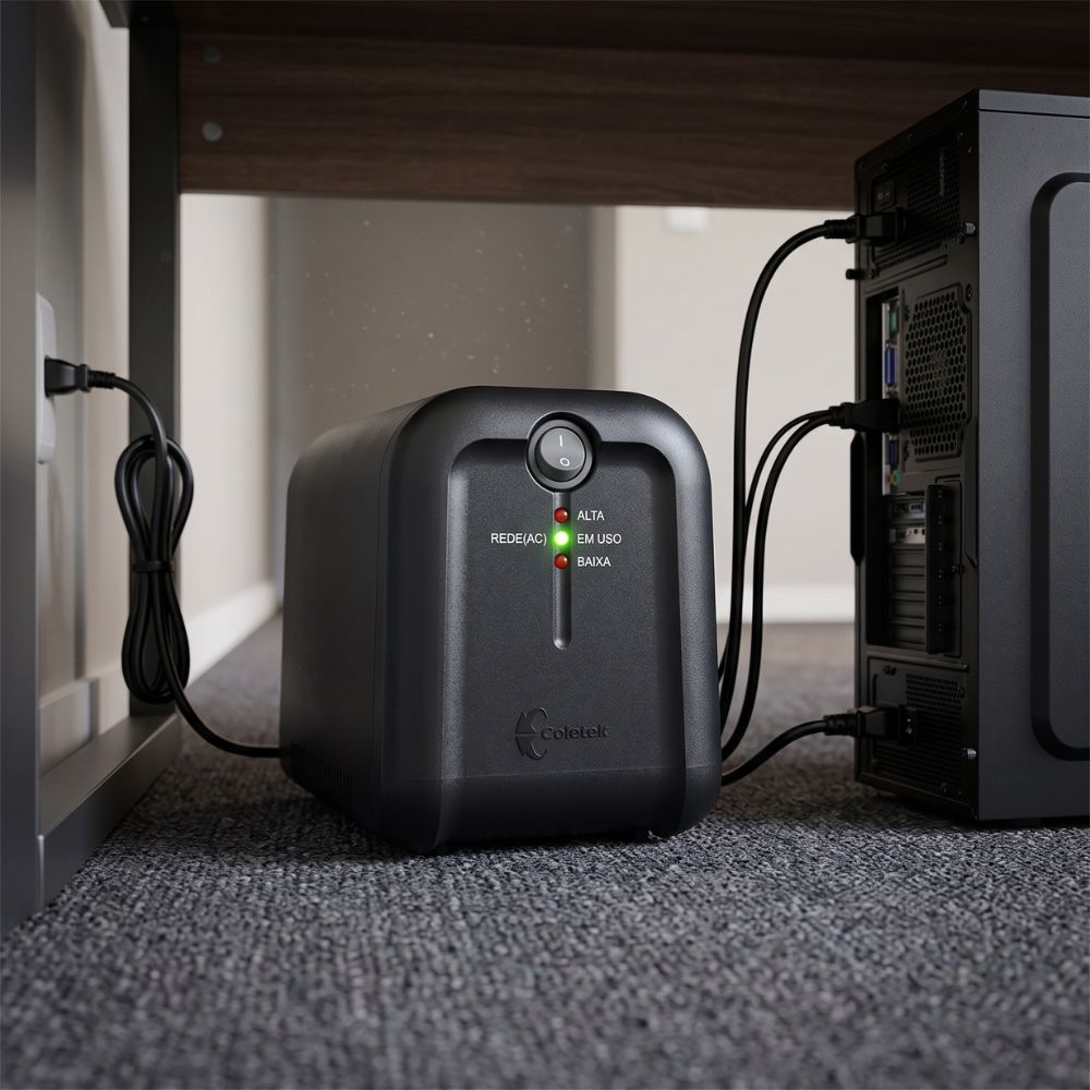 Estabilizador ES-1500VA Bivolt Automatico 115V  Com 5 Tomadas Coletek Energia