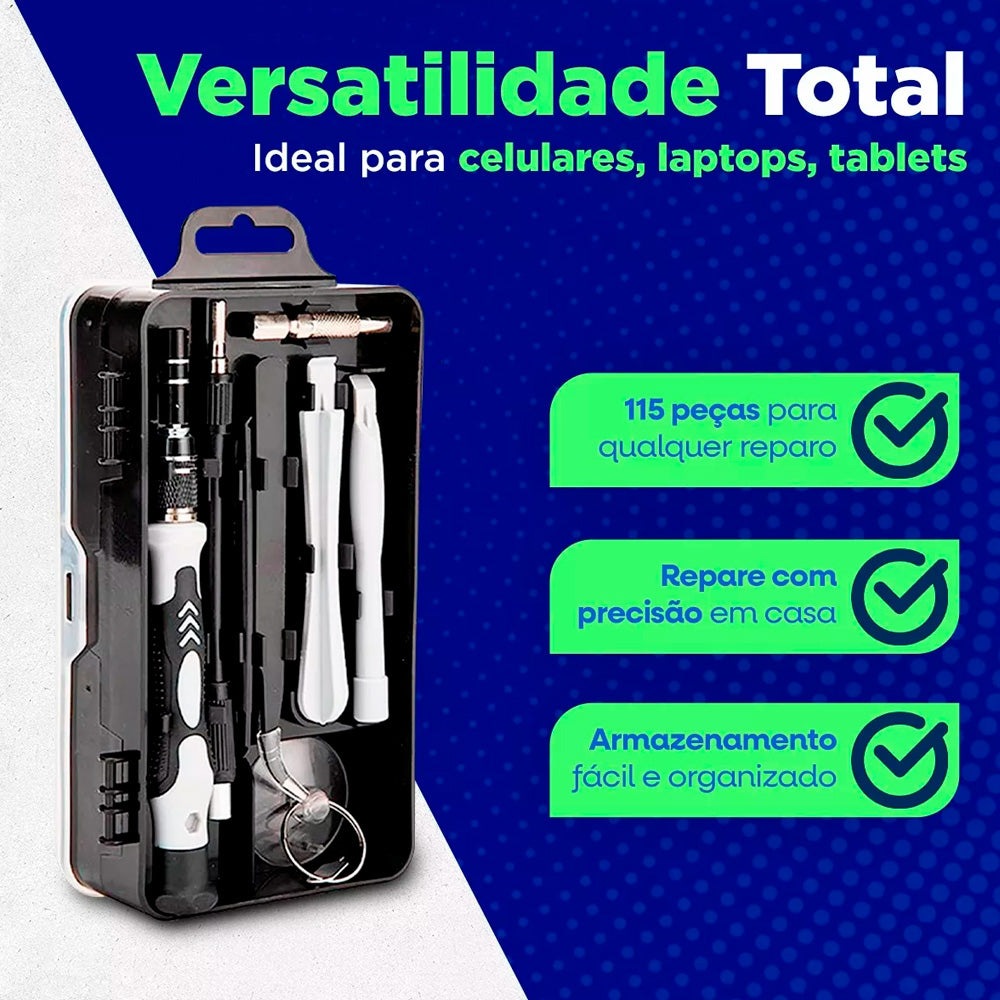Kit de Ferramentas Para Notebook, Celular e Tablet - 115 Peças