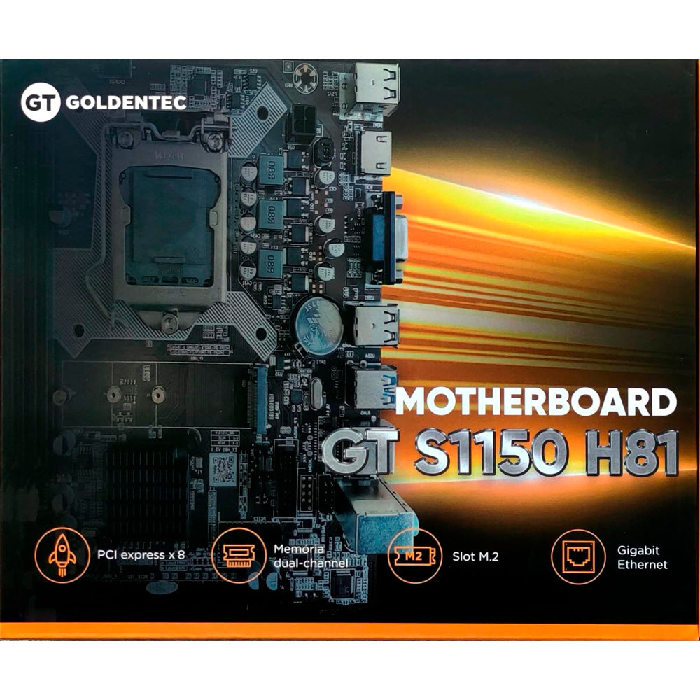 Placa Mãe Soquete 1150 H81 DDR3, Com Slot Para SSD M.2, PCi Express, HDMI e Rede Gigabit, Goldentec - GT-H81-M2