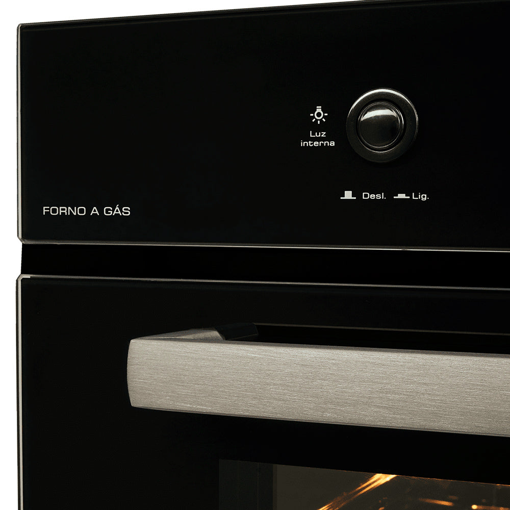 Forno a Gás de Embutir Fischer Infinity 50L com Grill Elétrico, Timer 120 min, Temperatura 160-260°C, Vidro Duplo, 127v