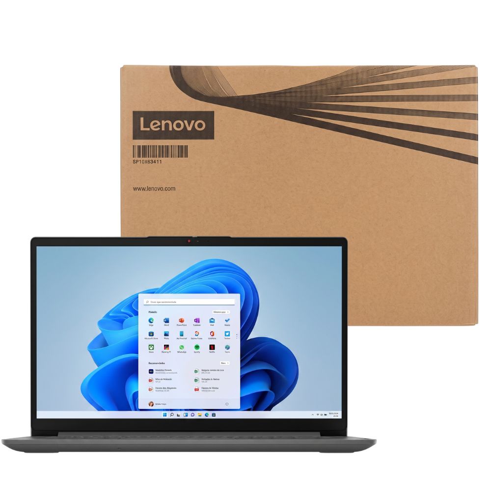 Notebook Lenovo ideaPad 1i Intel Core i5 1235U, 8GB 512GB SSD, Tela de 15,6", Cloud Grey - 82VY000QBR