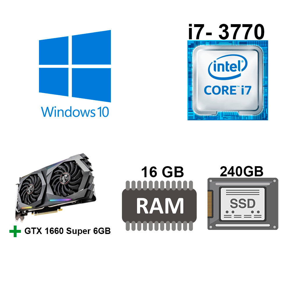 Computador Gamer Core i7- 3770 3.4Ghz, 16GB RAM, SSD 240GB, HD 1TB, Fonte Real 500W, Placa de Video GTX 6GB DDR5/128bits