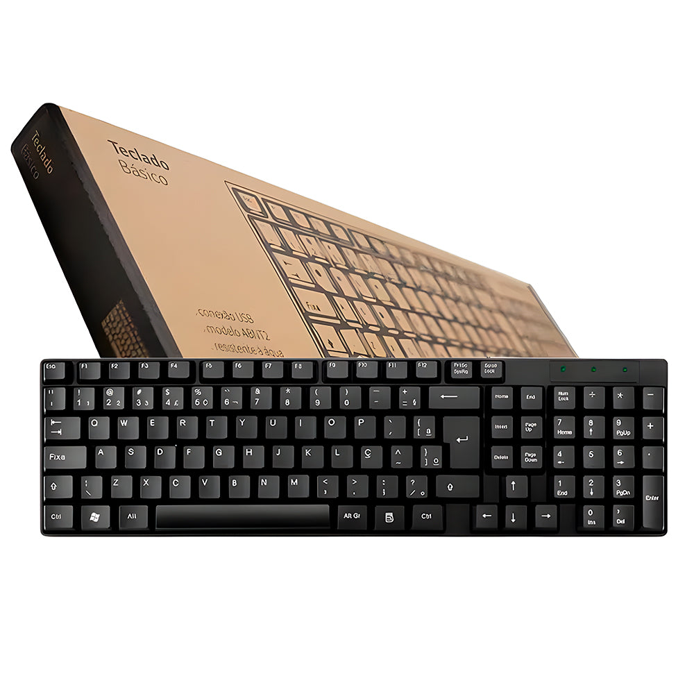 Teclado USB Básico Slim Laser PT TC193BU, Cabo 1.2 Metros, Multilaser, TC193BU
